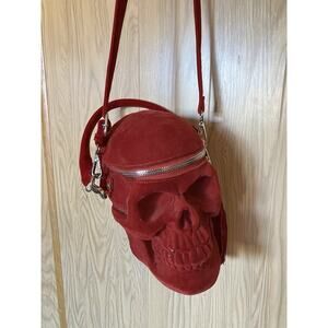 KILLSTAR Red Skull Shoulder Bag with Zipper, Tassel, Gothic Accents